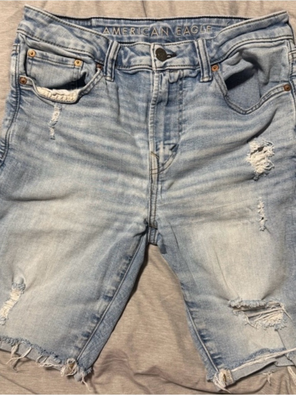 American Eagle Outfitters Light Blue Distressed Jean Shorts